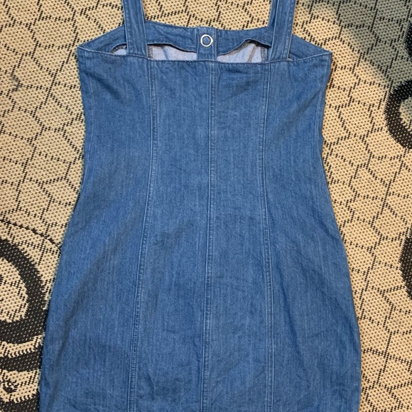 Denim Blue Button Up Mini Dress - Picture 2 of 11